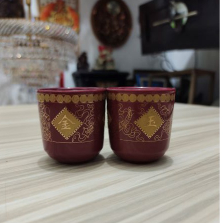 Cawan Keramik Maroon Kuno Jadul Antik