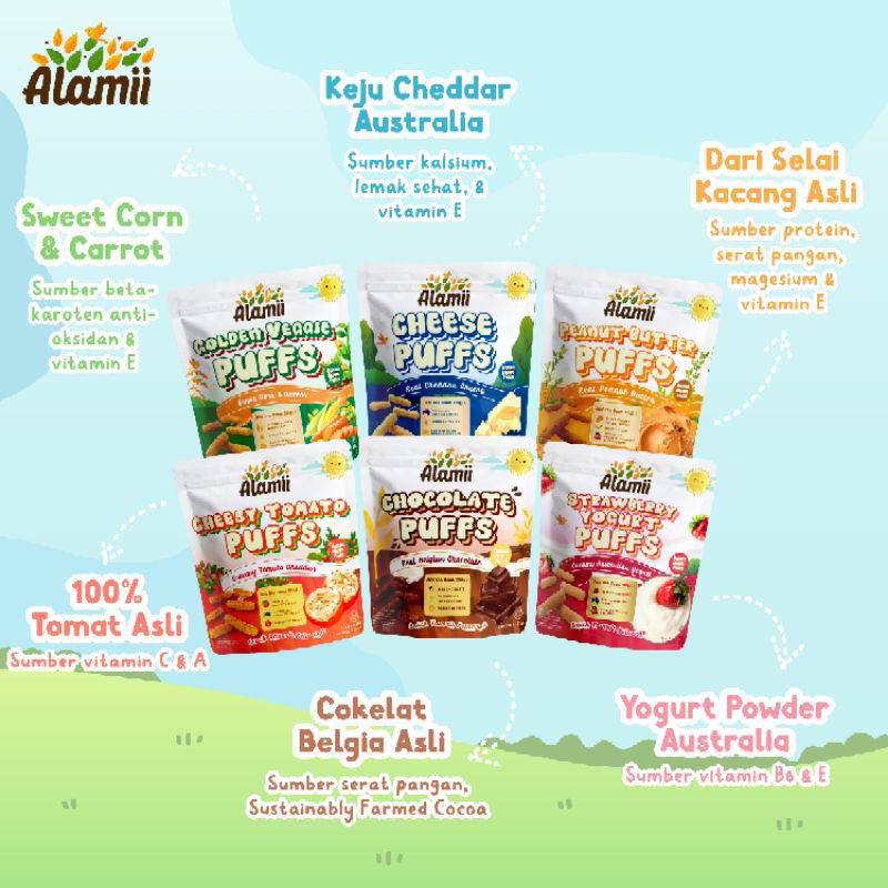 Alamii Puffs Alamii Puff Cemilan / Snack Bayi &amp; Anak Alami puff Sehat Non MSG