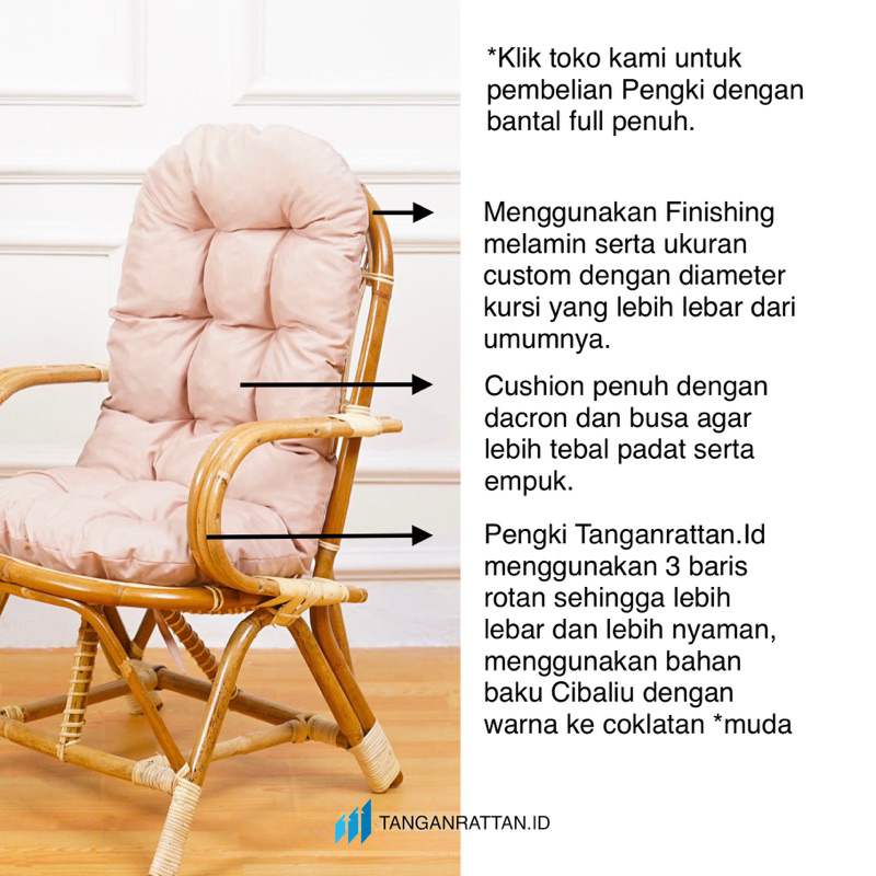 Kursi Teras Pengki Rotan Dan Bantal / Kursi Tamu Santai Rotan Minimalis Finishing