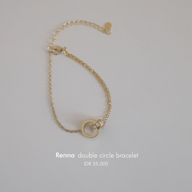 Ark.co - Renna Necklace &amp; Bracelet &amp; Double Heart kalung gelang tangan infinity circle minimalis