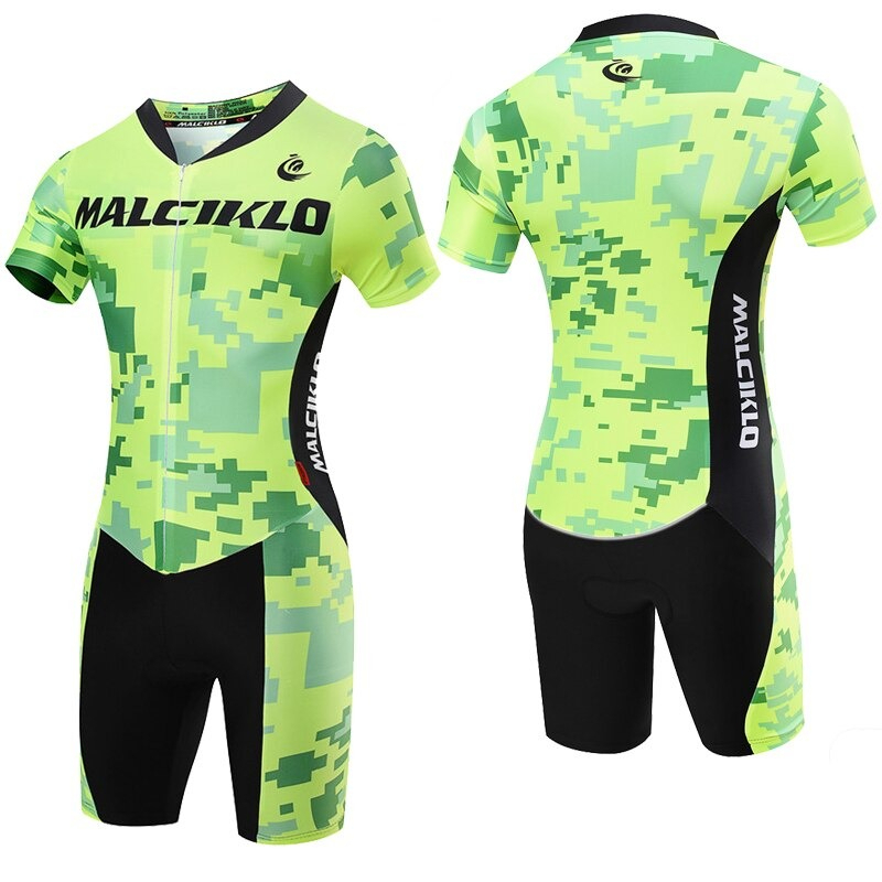 MALCIKLO TRISUIT PIXEL GREEN TRIATHLON RENANG SEPEDA LARI