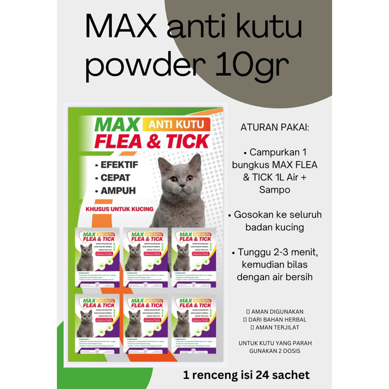 Obat Anti Kutu Kucing Bubuk MAX FLEA &amp; TICK