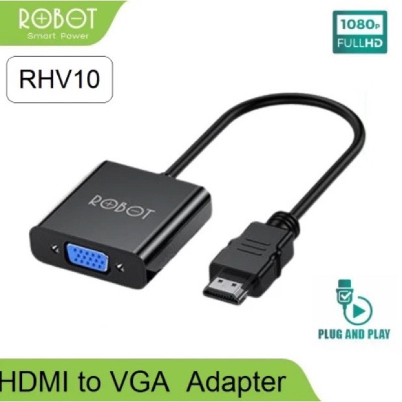 ROBOT RHV10 HDMI TO VGA ADAPTER LAPTOP/PC 1080P (WITHOUT AUDIO &amp; POWER) CONVERTER PROYEKTOR TV GARANSI