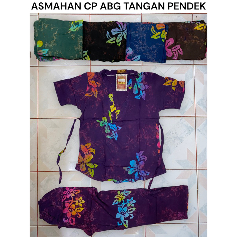 Setelan Batik Asmahan CP ABG Tangan Pendek Kerah V Kimono