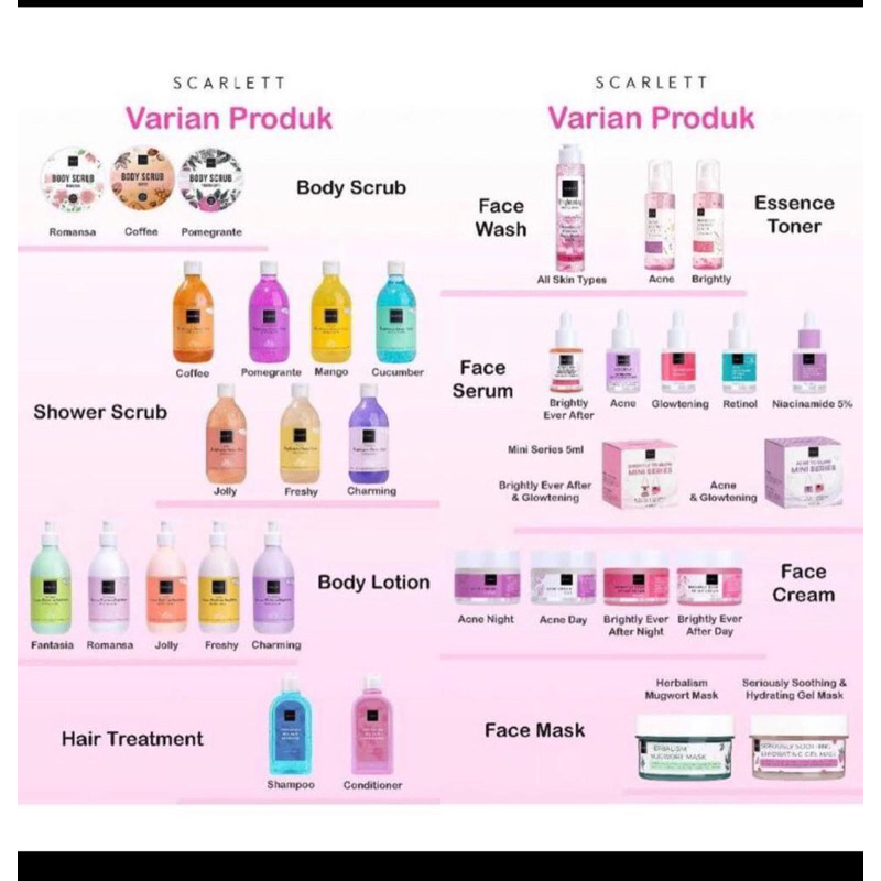 scarlett whitening 3 pcs bebas varian (ori bpom)