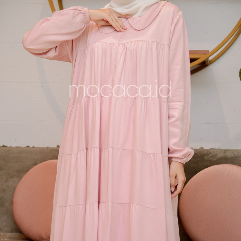 Midi Dress 5 Susun Busui Kerah Collar - Babypink