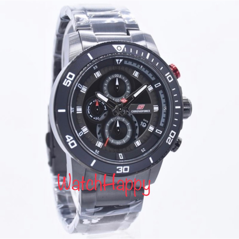 WatchHappy Chronoforce 5331 5331G Men Sport Watch Full Black Stainless Steel Best Original Warranty