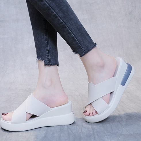 SW111 Sandal Wedges Perekat Fashion Wanita Import