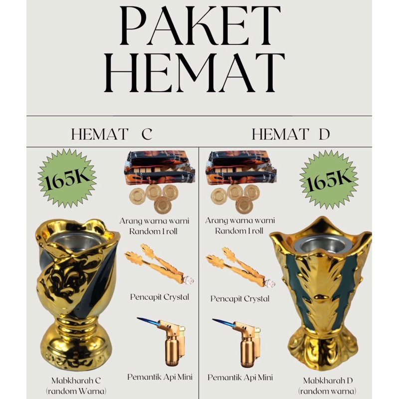 Paket Hemat Mabkharah A,B,C,D,E,F,G,H || tempat dupa buhur bakhur Paket