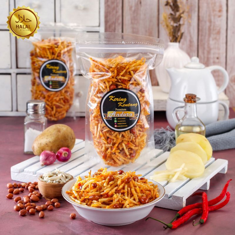 

kering kentang / kentang mustofa teri kacang PREMIUM pedas manis gurih dan renyah tanpa MSG 250gram