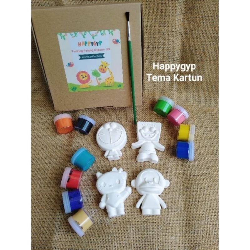 PATUNG GYPSUM EDUKASI ANAK MEWARNAI / MAINAN EDUKASI / PAKET MELUKIS KARAKTER /MELUKIS GYPSUM / PATUNG LUKIS ANAK