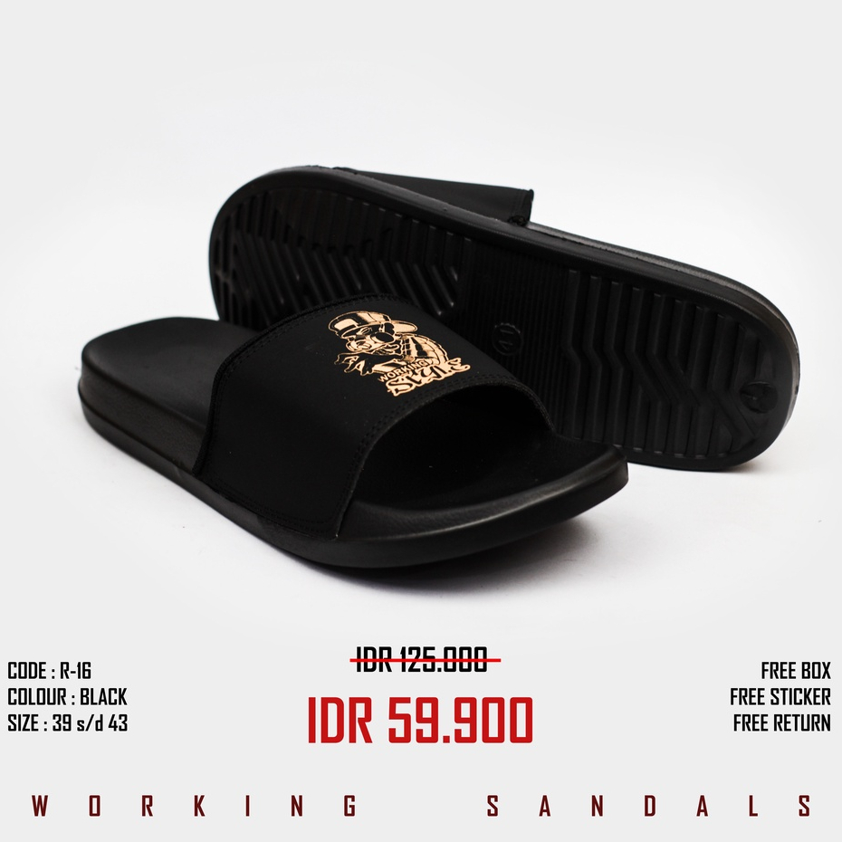 Sandal Slop Pria Working R-16 Ukuran 39 Sampai 43 Slip On Original