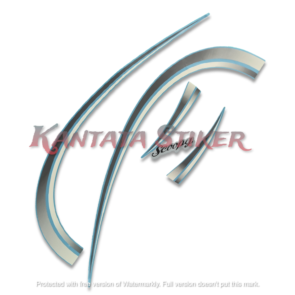 STIKER STRIPING LIS LES BODY MOTOR SCOOPY 2012 KARBU BIRU STANDAR FULL SET
