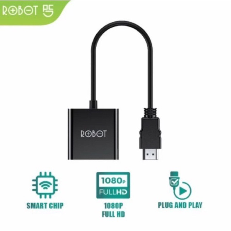 ROBOT RHV10 HDMI TO VGA ADAPTER LAPTOP/PC 1080P (WITHOUT AUDIO &amp; POWER) CONVERTER PROYEKTOR TV GARANSI