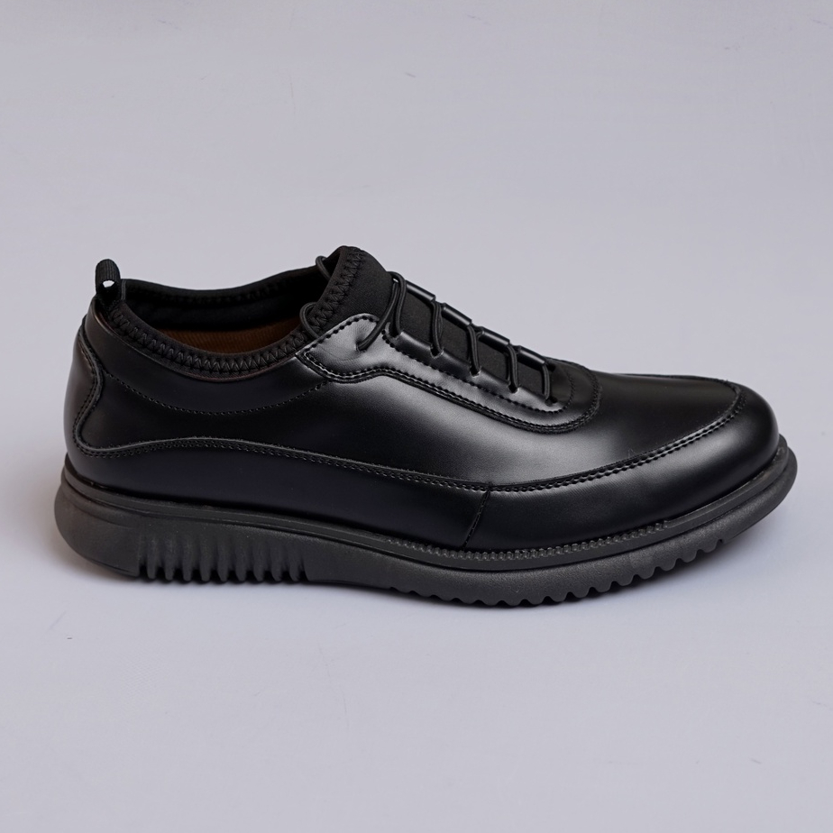 Wave Black - Sepatu Formal Casual Kulit Kerja Tali Hitam Kantor Kuliah Sekolah Pantofel Pria Kasual Oxford Pantopel Original