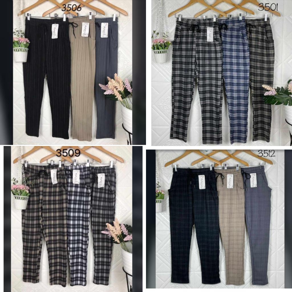 Celana Import Wanita Jumbo Pinggang Karet Bahan Melar Banyak Motif