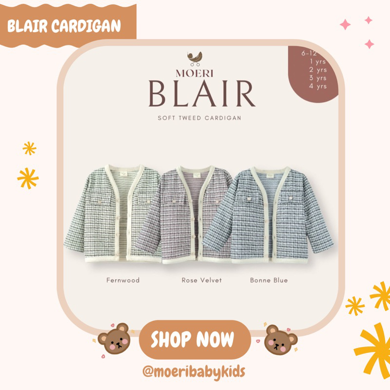 MOERI - Blair Tweed Cardigan / Cardigan Tweed Anak perempuan