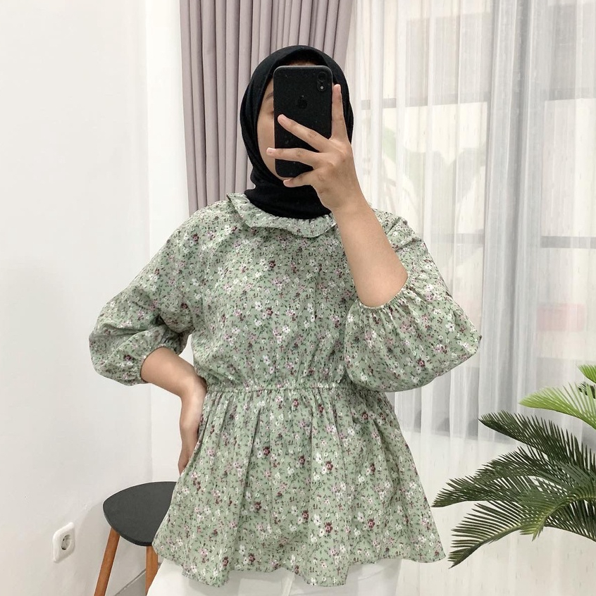 FLOWER BLOUSE KOREAN STYLE / FLORAL BLOUSE MOTIF BUNGA / OLLA BLOUSE WANITA MOTIF