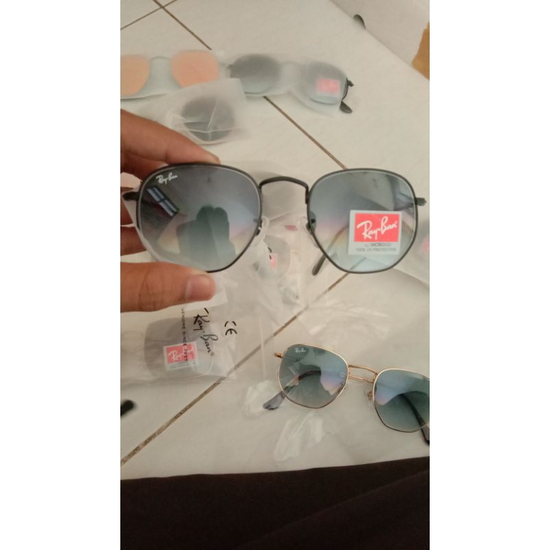 rayban hexagonal black lensa gradasi