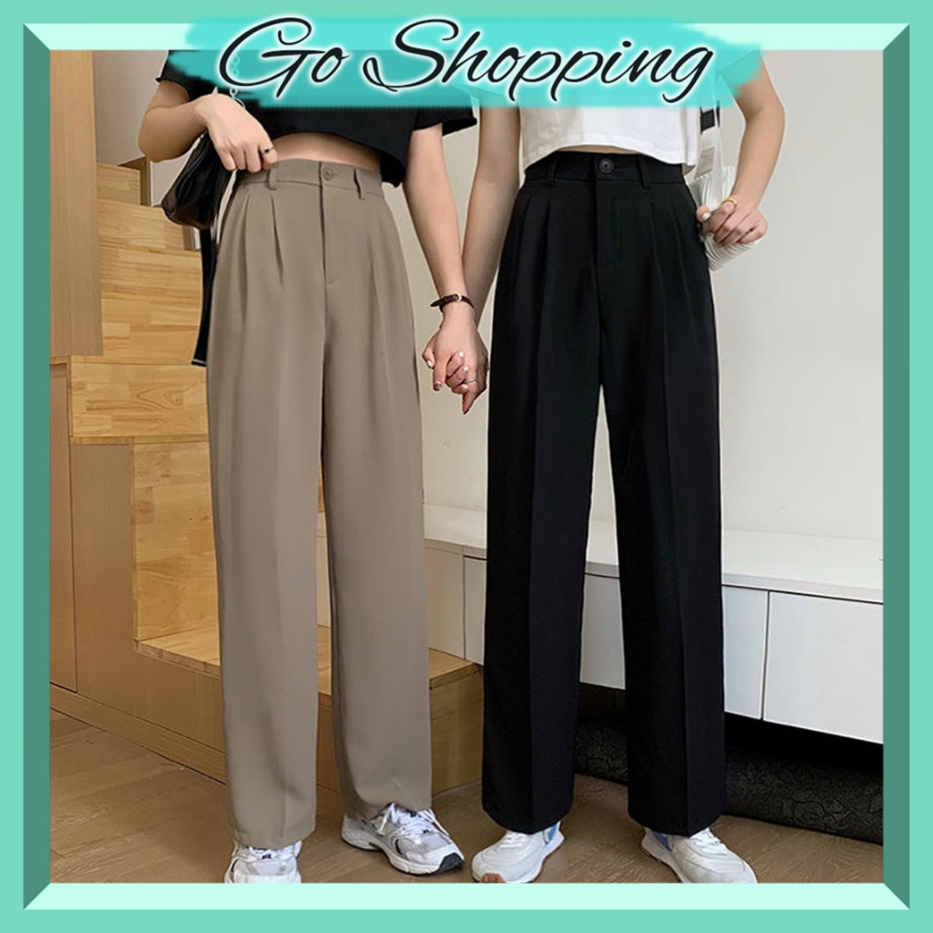 GO!CPG990 Celana Kain Wanita Highwaist Kulot Fabric Cullotes Straight Pants Celana Kulot Kasual Celana Wanita