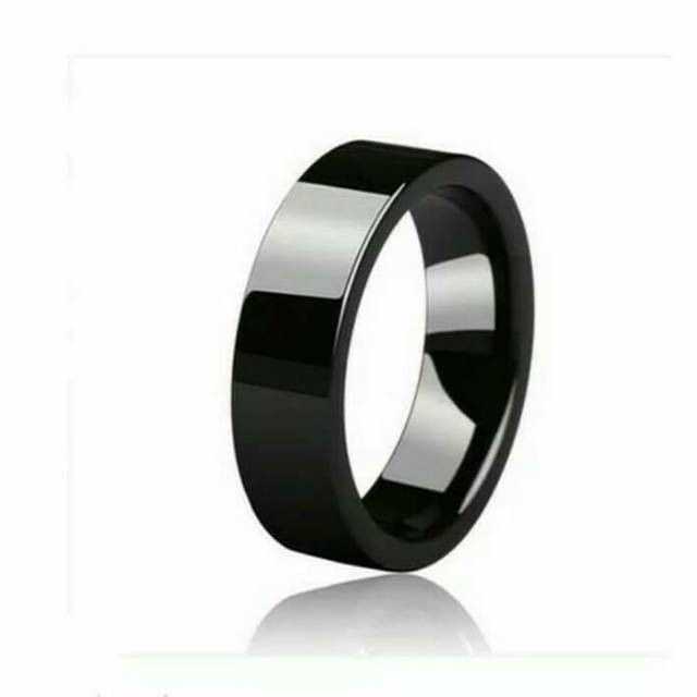 Cincin couple Hitam Titanium Stainless steel Pasir dan Sisi Rata Polos Fashion Ring Pria Wanita Gaul Metal Gaya Elegan Kasual anti karat selamanya