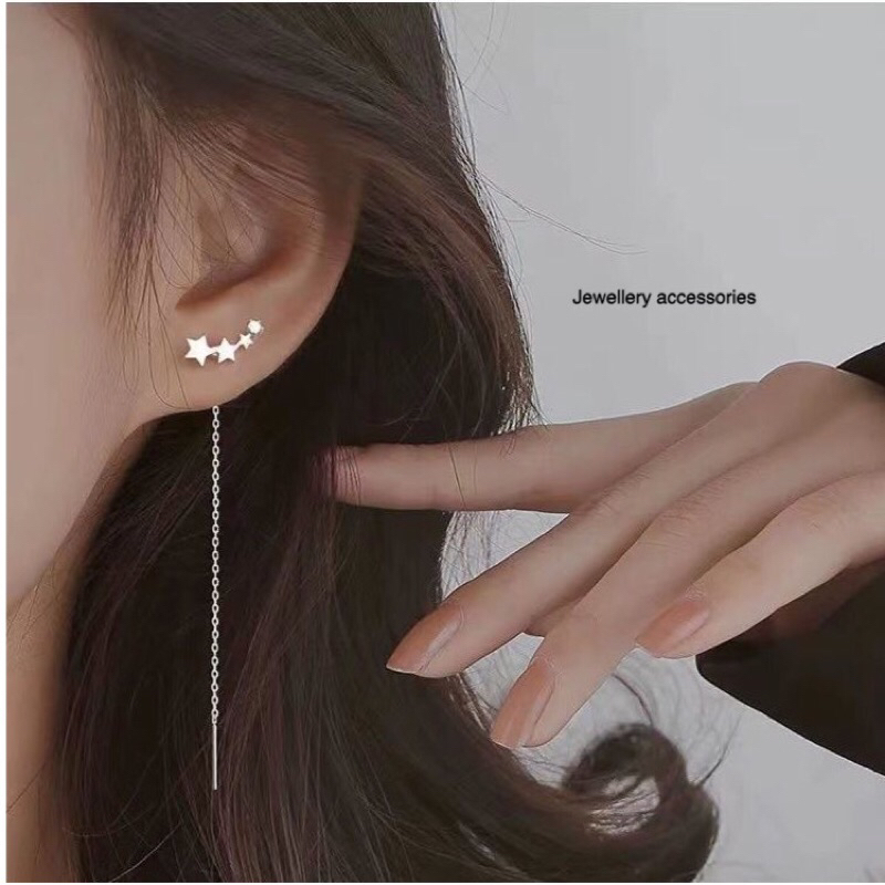 Anting Titanium Silver Bintang Elegan Korea Fashion Style Premium