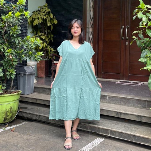 KANZIA DRESS DASTER VIRAL TERBARU SUSUN RUFFLE RAYON
