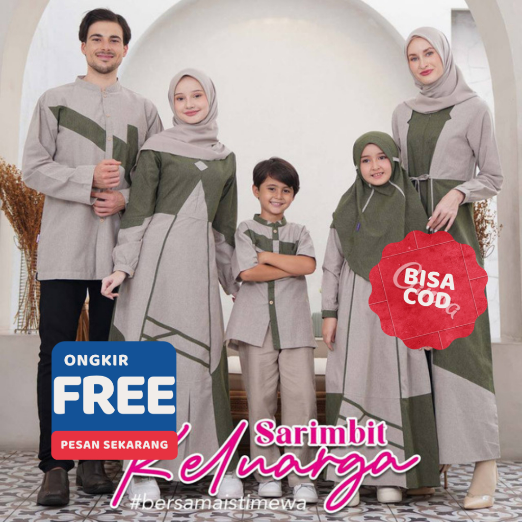 BUSANA MUSLIM SARIMBIT COUPLE RAUNA ORIGINAL - SARIMBIT KELUARGA 08 HIJAU