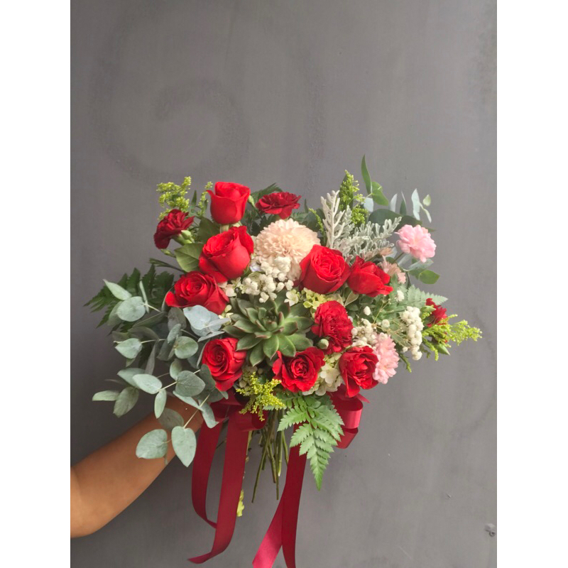 wedding bouquet rustic merah maroon bunga buket wedding bandung murah