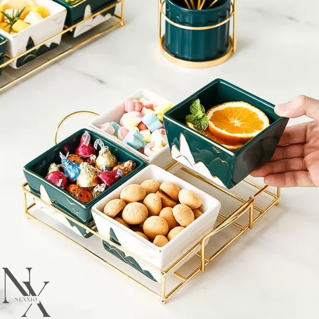 NexXio Tempat camilan keramik | sun snack tray | tempat dessert | wadah snack dan buah | wadah permen