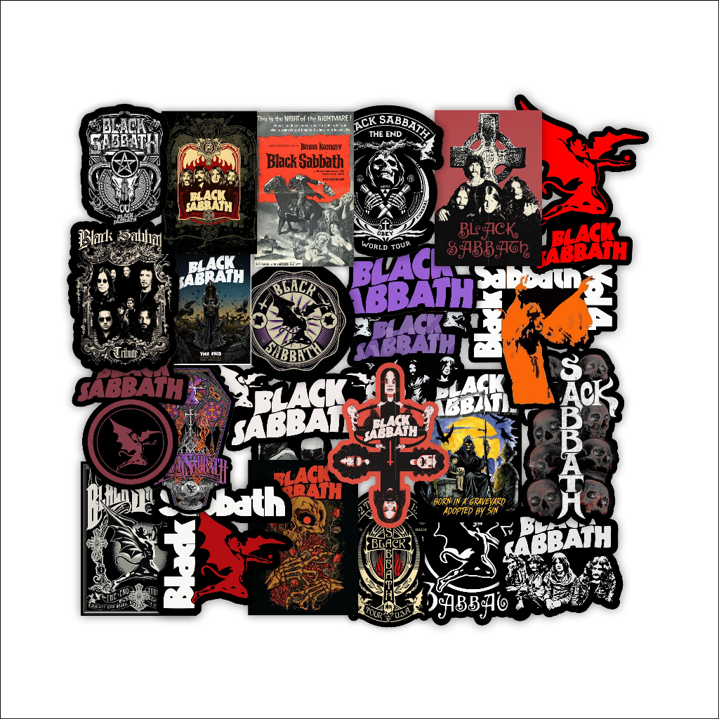 

PAKET STIKER BRAND ISI 25PCS STIKER BAND BLACKK SABBATH GRAFTAC WATERPROOF METAL ROCK HIGH QUALITY