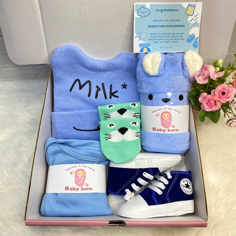 HAMPERS BABY NEWBORN / KADO BAYI LAHIR SET LUCU / HAMPERS BAYI HANDUK BAJU SEPATU SATU SET LUCU LAKI PEREMPUAN/ KADO BAYI LAHIR CEWEK COWOK