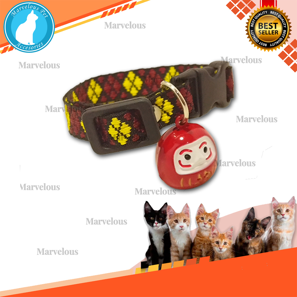 Kalung Kucing Murah Lonceng Boneka Karakter Motif Persegi All Size