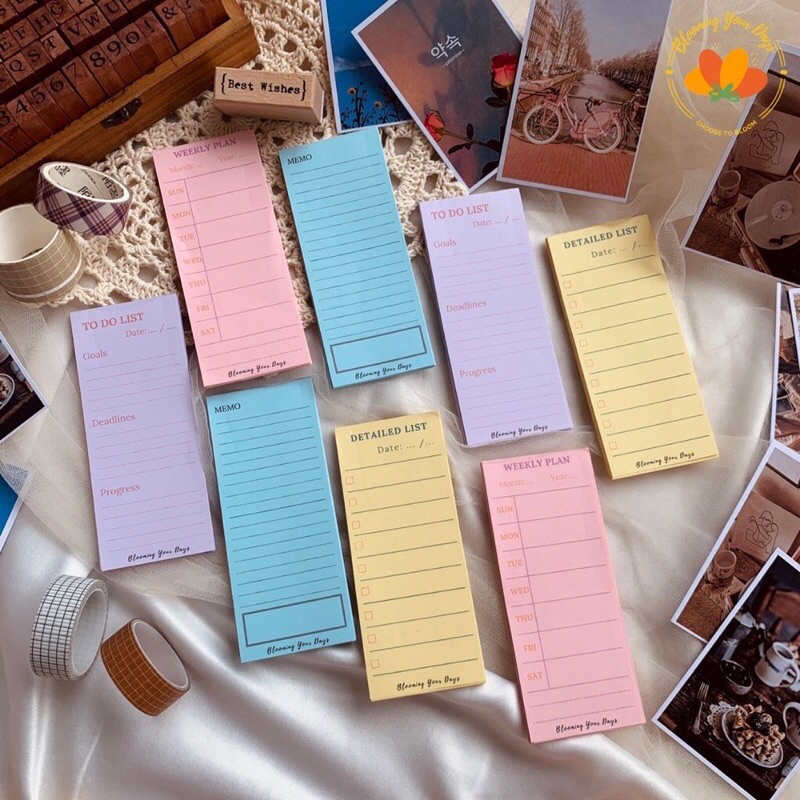 To Do List Pastel Colour Mini Weekly Monthly Planner Aesthetic Memo Catatan