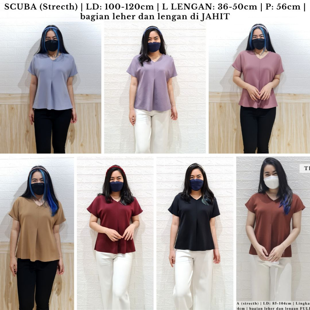 2729 vena scuba top blouse scuba baju kerja baju wanita atasan wanita