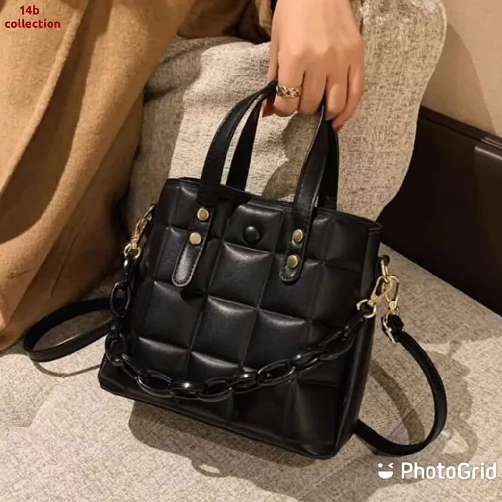 Handbag Cewek Tas Selempang Wanita Import Slingbag Motid kotak tali rante Cewe Terbaru Kekinian