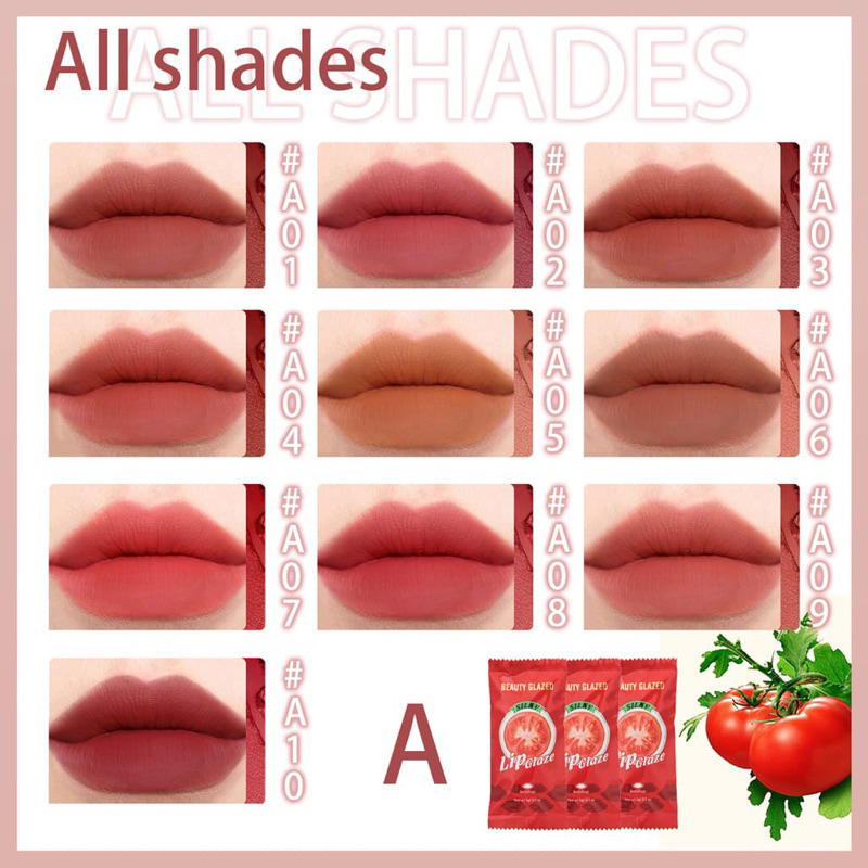 (READY &amp; ORI)Beauty Glazed Ice Cube Velvet Lip Glaze Silky ketchup Summer Colors lipstik permen b128