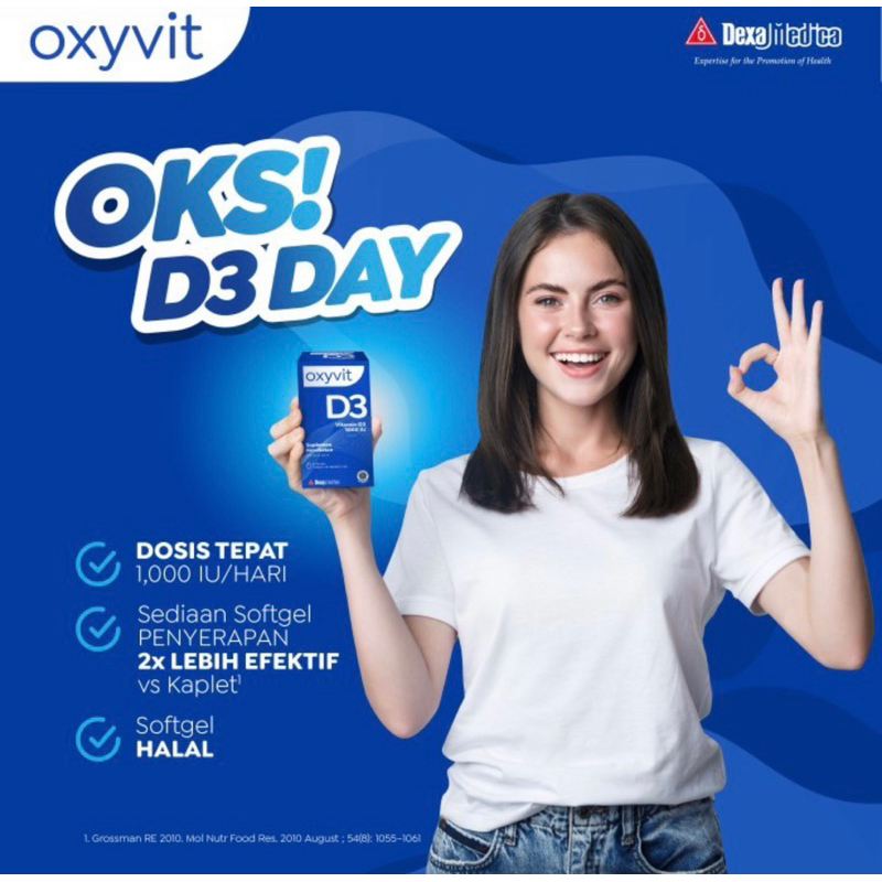 Oxyvit D3 1000 botol isi 60 tablet ( suplemen memenuhi vitamin D3 )