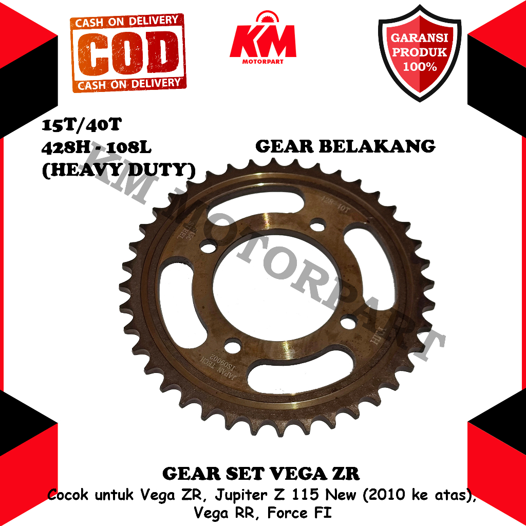 Gear Set Vega Zr Jupiter Z 115 New Robot Vega RR Force Fi Paket Gir dan Rantai