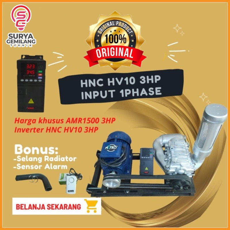 Blower Aerator Tambak Udang Supercharger Amr1500 3Hp 2250Watt Inverter HNC 3Hp 1Phase
