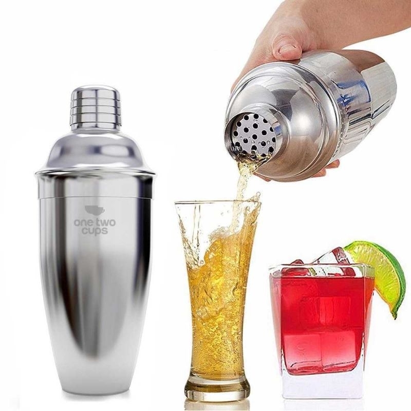 One Two Cups 6 in 1 Bartender Cobbler Cocktail Shaker 550ml - BA016 stainless steel Silver