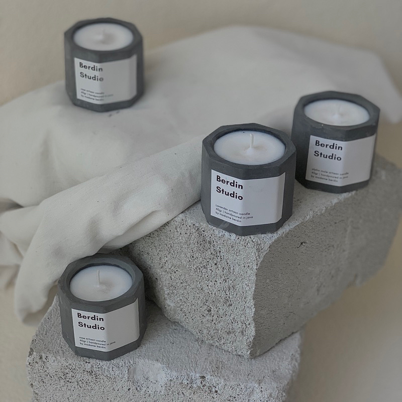 Scented Candle Industrial Concrete Alpha Male Lavender Rose Vanilla 40gr | Concrete Scented Candle 40gram