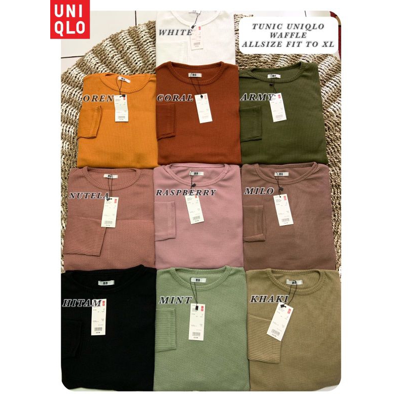 TUNIK WANITA WAFFLE/UNIQLO PREMIUM/TUNIK PREMIUM/LENGAN PANJANG