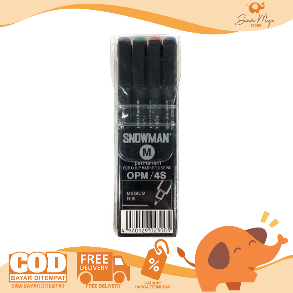 

Snowman Spidol OHP M Medium Set (Isi 4 Warna) Permanent OPM/4S Permanen Berkualitas