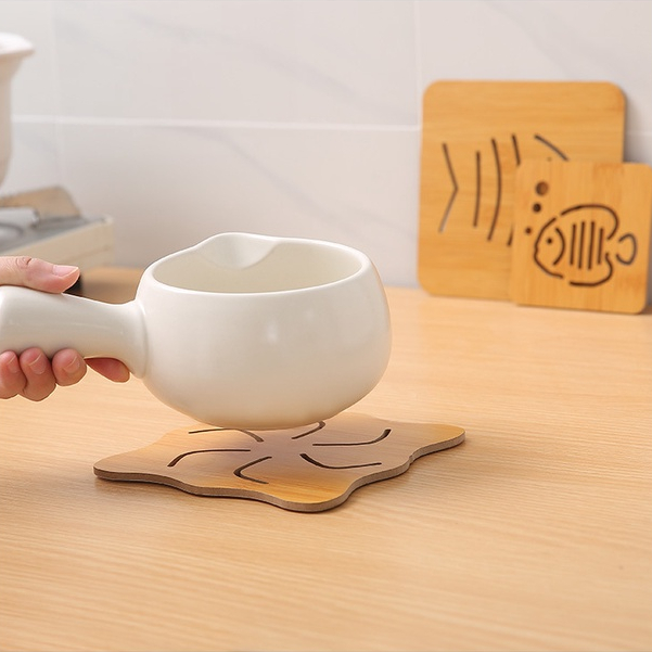 Tatakan Kayu Alas Panci Panas Tatakan Gelas Piring Mangkok Lucu Unik Kartun Panda Dekorasi Meja Makan Dapur Resto Bahan Kayu Anti / Tahan Panas Anti Slip Lepek Tebal Kotak / Bulat Anti-Scalding Tea Coaster Bowl Mat