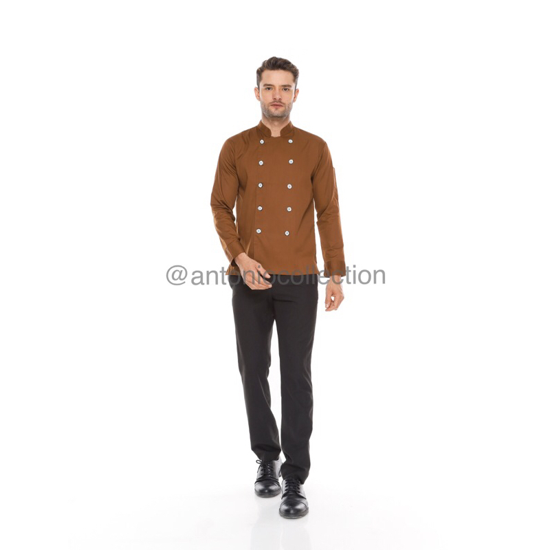 Baju Koki / Chef Jacket Coklat Lengan Panjang