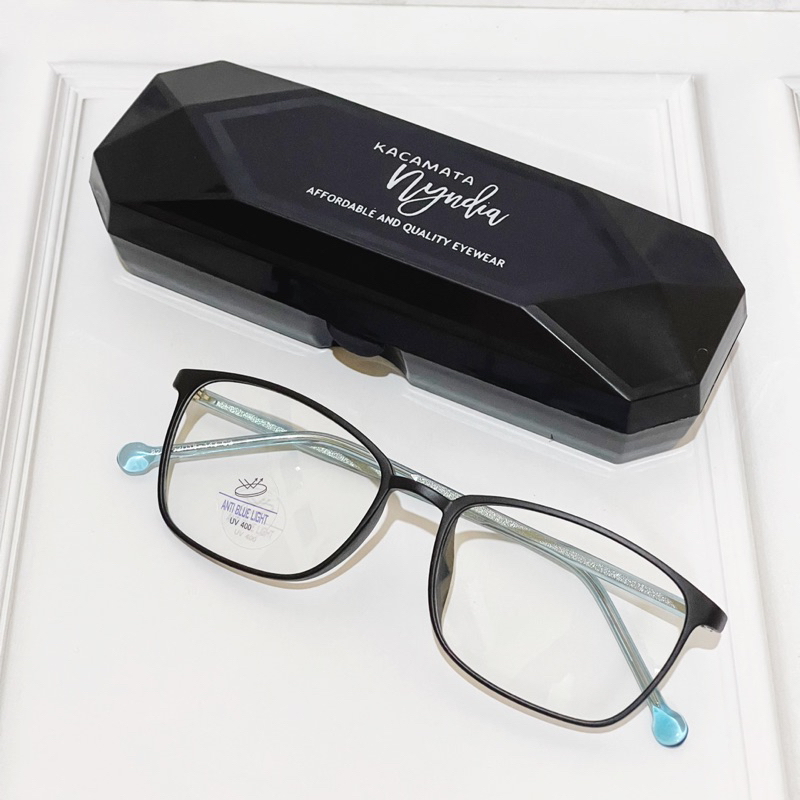 Kacamata Kotak 8249 Pria Wanita Paket Lensa Bluray/Cromic/Blucromic