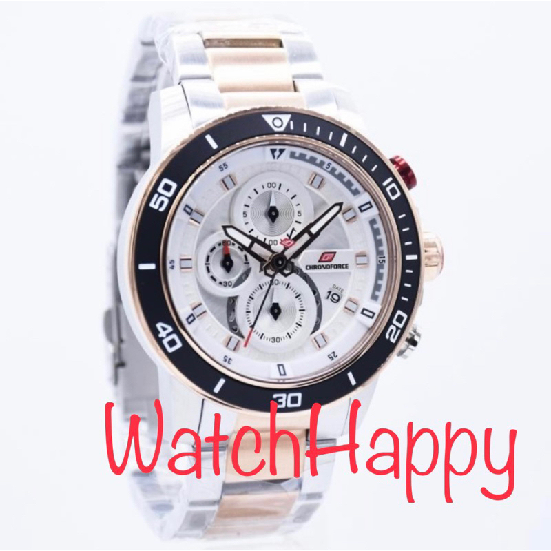 WatchHappy Chronoforce 5331 CF 5331 CF5331 Men Watch Silver Rose Gold Chrono Stainless Band ORIGINAL