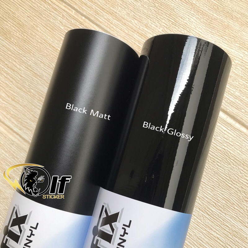 Stiker Vinyl Wrapping Hitam Glossy Doff Lebar 45cm Panjang 1 Meter untuk Motor Mobil
