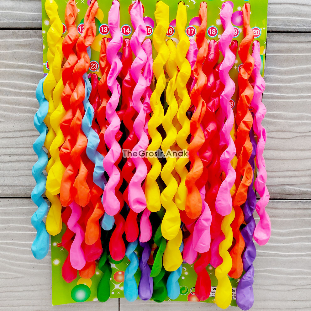 10PCS Balon Roket Ulir Panjang Warna RANDOM